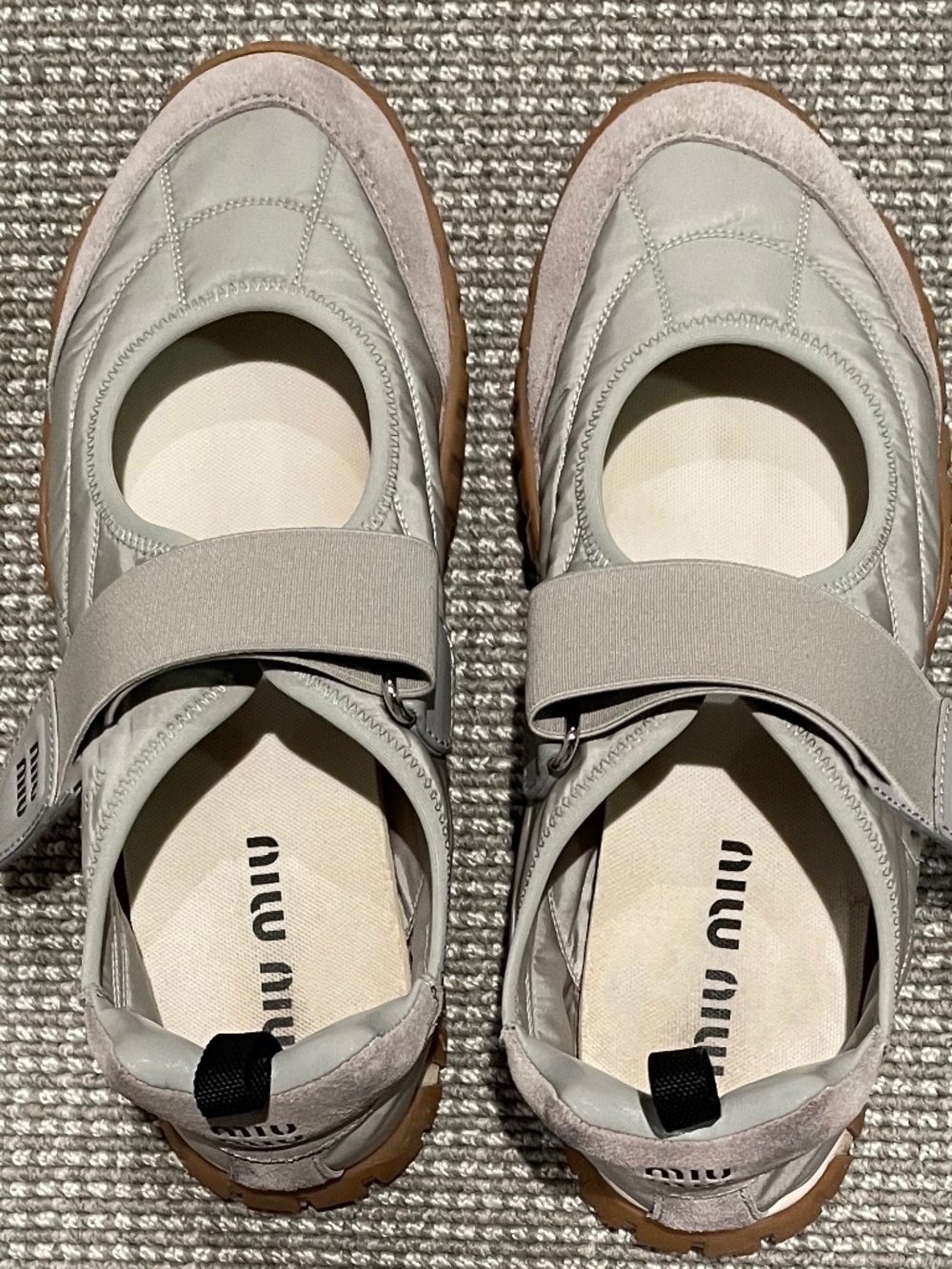 Miu Miu Tyre Sneakers, Grey, Made in Italy, Size 36.5 IT, Fits 6.5 to 7 US Women